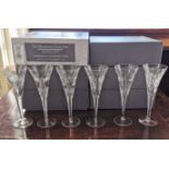 WATERFORD CRYSTAL , FIVE CASED PAIRS OF LEAD CRYSTAL GLASS TOASTING GOBLETS, millenium issue