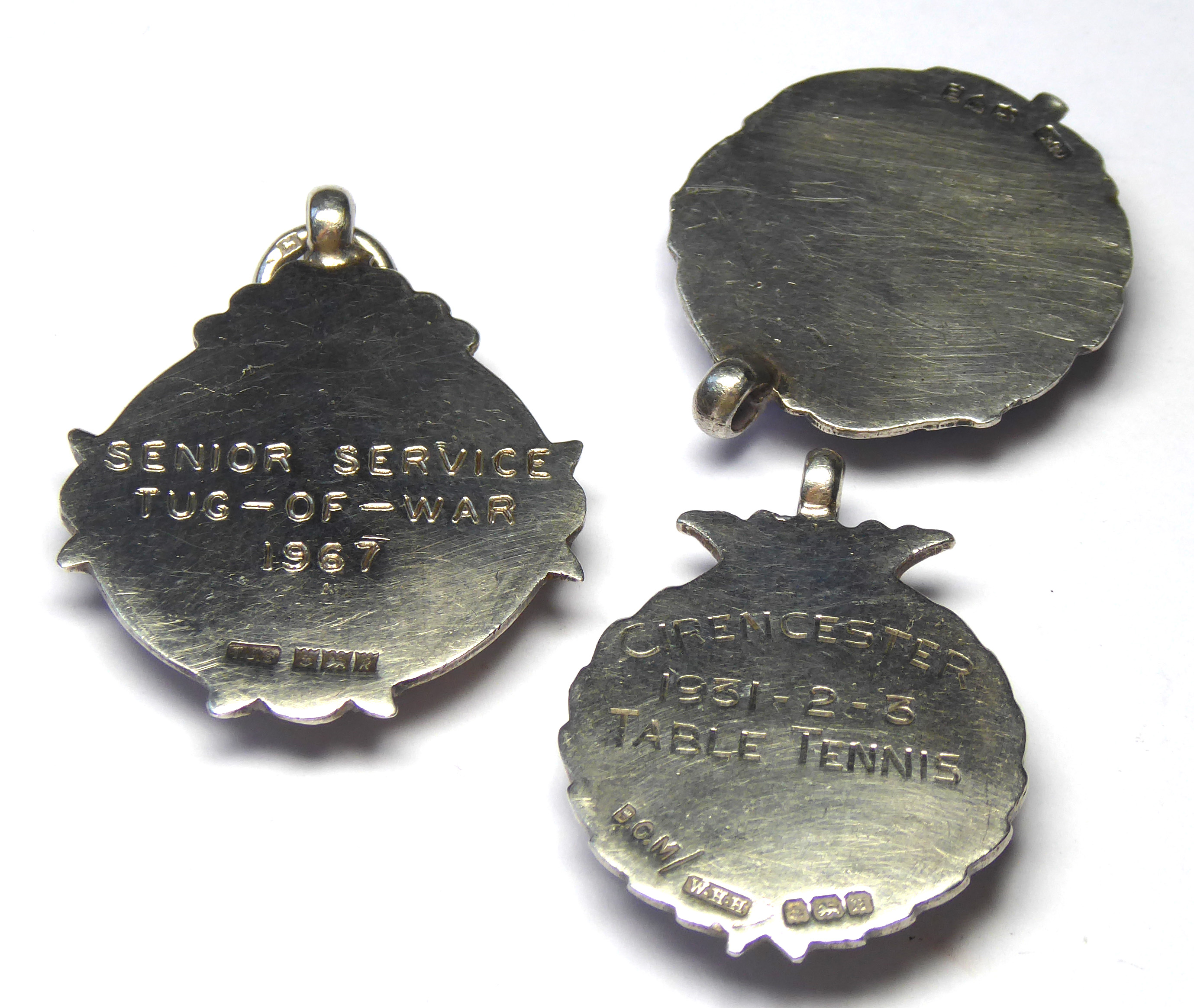 THREE EARLY 20TH CENTURY SILVER AND MODERN ENAMEL MASONIC WATCH FOBS Each set with round Masonic - Image 2 of 2