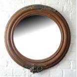 A 19TH CENTURY GILT FRAMED CONVEX MIRROR. (65cm) Condition: glass good, frame in need of restoration