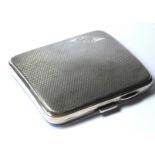 AN EARLY 20TH CENTURY SILVER SQUARE CIGARETTE CASE With engine turned finish, hallmarked Birmingham,