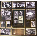 SIR WINSTON CHURCHILL, A FRAMED COLLAGE OF BLACK AND WHITE PICTURES Bearing autograph with