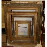 FIVE 19TH CENTURY AND LATER GILDED FRAMES. (w 77cm x h 88cm x depth 9cm)