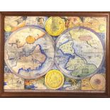 TERENCE COOPER, 1933 - 1997, BRITISH FILM MAKER AND ARTIST, WATERCOLOUR Map of the world, signed,