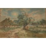 TWO EARLY 20TH CENTURY POLISH WATERCOLOURS, LANDSCAPES Solitary figures, indistinctly signed, framed