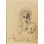 FOLLOWER OF ABRAHAM WALKOWITZ, PEN AND INK DRAWING Mother and child, bearing monogram, signature and