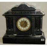 A VICTORIAN BELGIUM MARBLE MANTLE CLOCK With chiming movement. (43cm x 16cm x 40cm)