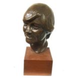 JOHN WILLIAMS, BN. 1967, A BRONZED MAQUETTE BUST SCULPTURE Titled 'Sylvia M. Russell', on hardwood