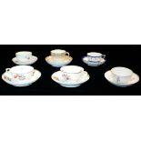 A COLLECTION OF SIX EARLY 19TH CENTURY DERBY PORCELAIN CUPS AND SAUCERS Each having floral