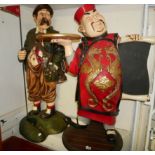 TWO FIGURAL RESTAURANT DUMB WAITERS Chinese waiter and a gentleman golfer. (approx 64cm)