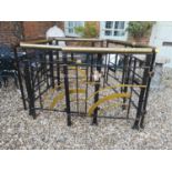 FOUR ART DECO BI FOLD IRON AND BRASS RAILINGS. (each w 194cm x h 106cm)