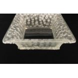 LALIQUE, A LARGE BOXED FROSTED GLASS SQUARE BOWL Titled 'Roses', having embossed floral