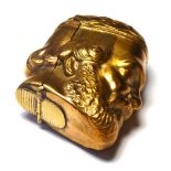 A CLASSICAL FORM BRASS VESTA CASE CAST A GREEK GOD BUST With hinged compartment. (approx 4cm x 3cm)