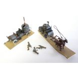 TWO RARE EARLY 20TH CENTURY CONTINENTAL AUTOMATA TOY LEAD FIRE TRUCKS car with crank handle and