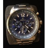 BURGMEISTER WASHINGTON, A STAINLESS STEEL CHRONOGRAPH QUARTZ BRACELET WRISTWATCH With blue dial,