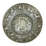 AN OTTOMAN SILVER BOWL REPOUSSÉ WITH GREEK INSCRIPTION Having embossed decoration of exotic birds