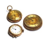 A VICTORIAN 18CT GOLD LADIES' POCKET WATCH Open face with gold tone dial, together with a 9ct gold