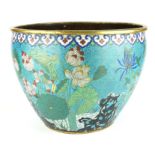 A 19TH CENTURY CHINESE BRONZE AND CLOISONNÉ PLANTER The tapering cylindrical body finely decorated