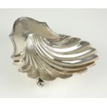 A GEORGIAN SILVER SHELL FORM BUTTER DISH Scalloped form with engraved family crest, hallmarked WB,