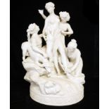 SÈVRES, A LARGE BISCUIT PORCELAIN FIGURAL GROUP Titled ' Diane au Bain' after a model by Louis Simon