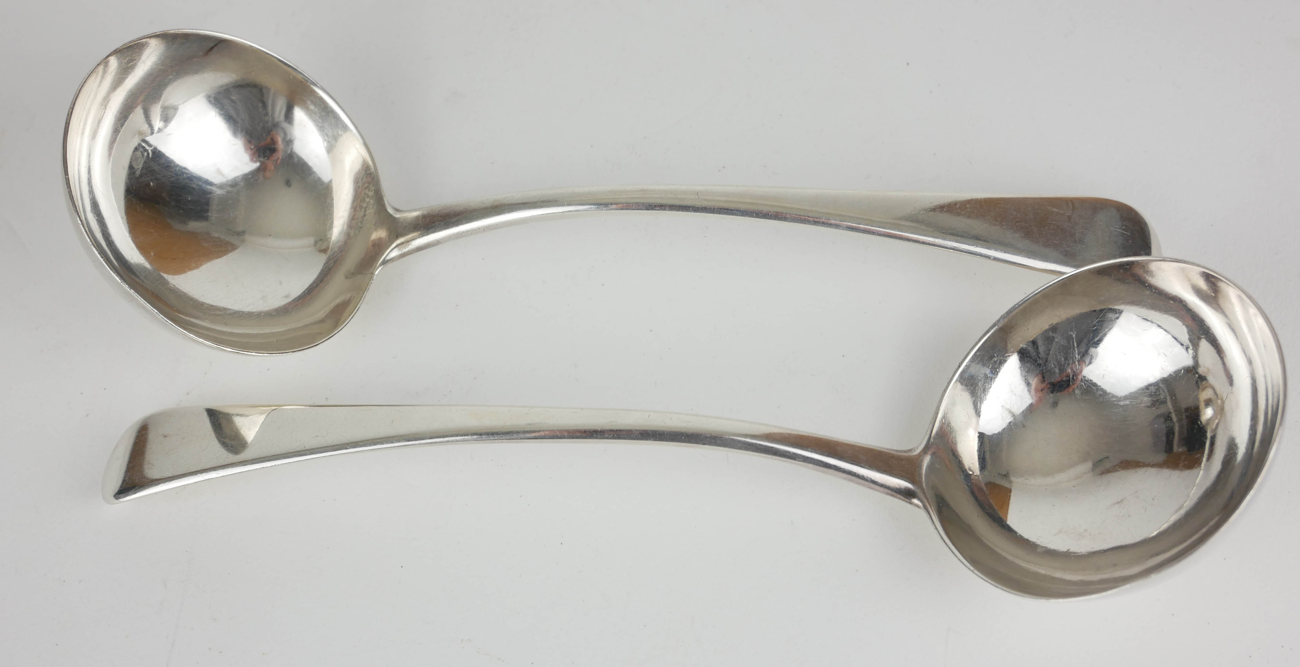 A PAIR OF GEORGIAN SILVER SAUCE LADELS Fiddle pattern, hallmarked William Early and William Fearn,