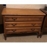 AN EARLY/MID 20TH CENTURY DUTCH OAK CHEST Three long drawers, on cabriole legs. (98cm x 42cm x 75cm)