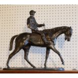 AFTER PIERRE JOULES MENE, 1810 - 1879, A BRONZE HORSE AND JOCKEY SCULPTURE Titled 'Derby Winner No1'
