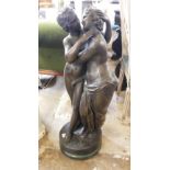 A LARGE BRONZE FIGURAL CLASSICAL FORM GROUP, Titled 'The Lovers', signed to circular base 'Masic',