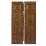 A PAIR OF 19TH CENTURY PERSIAN QAJAR LACQUERED AND GILT DECORATED DOORS Each door with a central