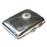 AN EDWARDIAN SILVER AND MODERN MASONIC ENAMEL CIGARETTE CASE Rectangular form, hallmarked