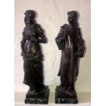 JEAN BAPTISTE, GERMAIN, 1841 - 1910, A PAIR OF BRONZE STATUES, DANTE AND BEARTICE On green marble