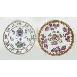 TWO 19TH CENTURY FRENCH SAMPSON PORCELAIN ARMORIAL PLATES Hand painted with a family crest and