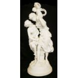 SÈVRES, A LARGE PORCELAIN FIGURAL GROUP, A COURTING COUPLE CARRYING A HARVEST BASKET WITH SMALL