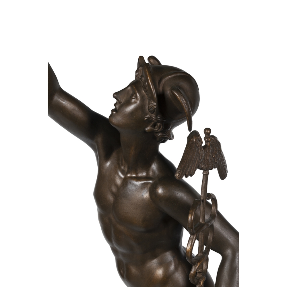 AFTER GIAMBOLOGNA, MERCURY, A LARGE PATINATED IRON FIGURE. (h 194cm) - Image 2 of 4