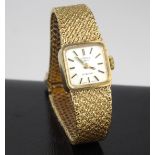 ROTARY, A VINTAGE 9CT GOLD LADIES' WRISTWATCH The square face with mechanical movement and