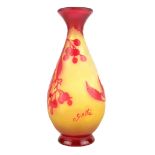 WITHDRAWN GALLE, AN EARLY 20TH CENTURY CAMEO GLASS VASE Carved and acid etched with red