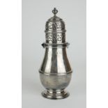 A VICTORIAN BRITTANIA SILVER SUGAR BALUSTER CASTOR With detachable pierced dome top, hallmarked