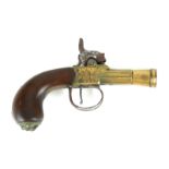 MABSON AND LEBRON, AN EARLY 19TH CENTURY BRONZE AND WALNUT PERCUSSION CAP PISTOL The bronze gun