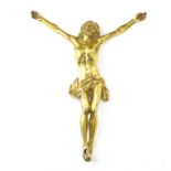 A 19TH CENTURY OR EARLIER GILDED BRONZE CORPUS CHRISTIE. (13cm x 17cm)