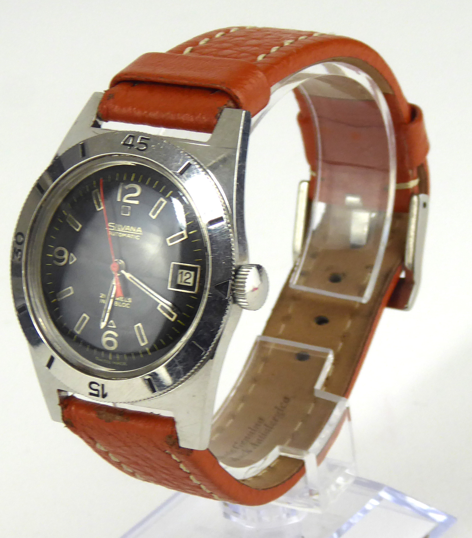 SILVANA AUTOMATIC, A VINTAGE GENT'S STAINLESS STEEL WRISTWATCH Having a rotating steel bezel,