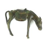 A 12TH CENTURY PERSIAN BRONZE HORSE Standing pose with saddle bags. (approx 8cm x 7cm)