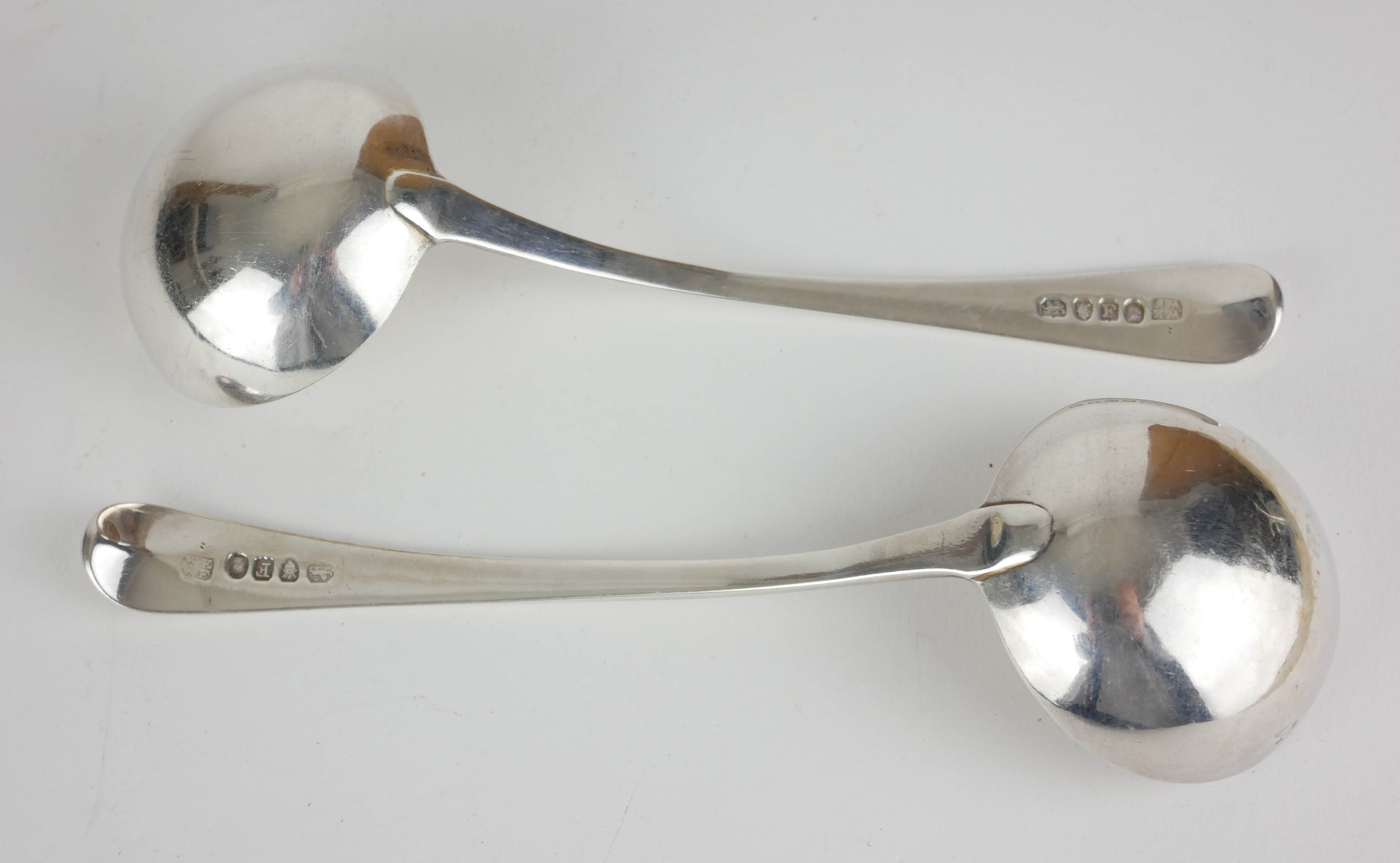 A PAIR OF GEORGIAN SILVER SAUCE LADELS Fiddle pattern, hallmarked William Early and William Fearn, - Image 2 of 2