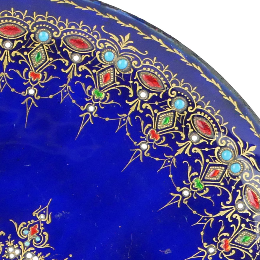 A 19TH CENTURY FRENCH LIMOGES ENAMELLED COPPER DISH Decorated with a central star-form motif - Image 3 of 5