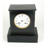 A 19TH CENTURY BELGIAN SLATE MANTEL RECTANGULAR CLOCK With striking mechanism, marked 'Potonie,