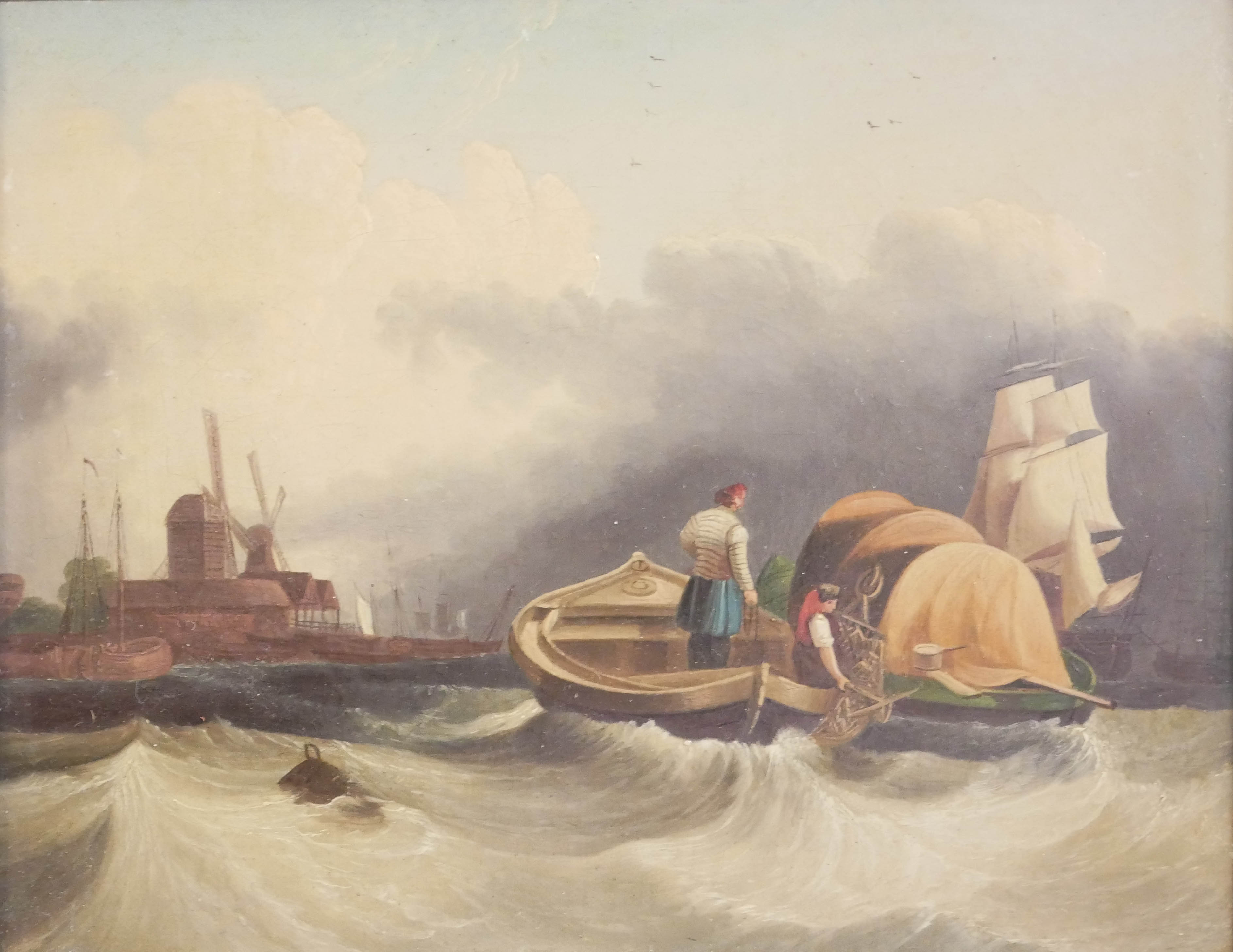 J.M. POWELL , EXHIBITED 1783 - 1824, OIL ON CANVAS Fishermen approaching harbour, bearing details