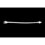 A 19TH CENTURY IVORY BACK SCRATCHER With turned finial, tapering to a hand, the thumb wearing a