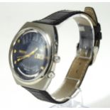 ORIENT, A VINTAGE STAINLESS STEEL GENT'S WRISTWATCH Having a blue tone dial with revolving