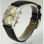 JAEGER LECOULTRE, MEMOVOX, A VINTAGE STAINLESS STEEL GENT'S WRISTWATCH Having a square form case and