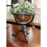 A 19TH CENTURY MAHOGANY CIRCULAR PLANTER With copper bowl, along with a circular mahogany occasional