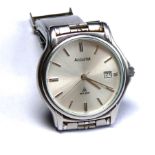 ACCURIST, A VINTAGE STAINLESS STEEL GENT'S WRISTWATCH Round silver tone dial and with fitted box and