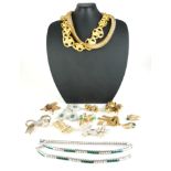 A COLLECTION OF VINTAGE DESIGNER COSTUME JEWELLERY Comprising a brooch and earring set marked '